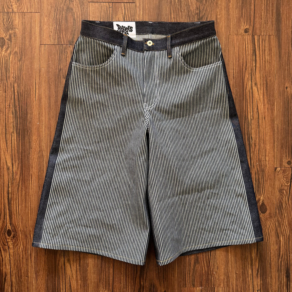 Double Sided Striped Denim Shorts (Size 33)