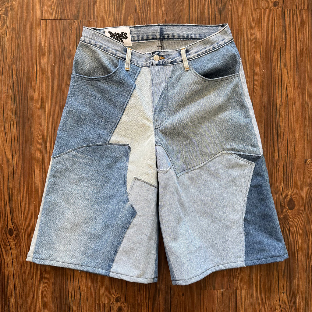 Custom Scrapwork Denim Jorts (Size 32)