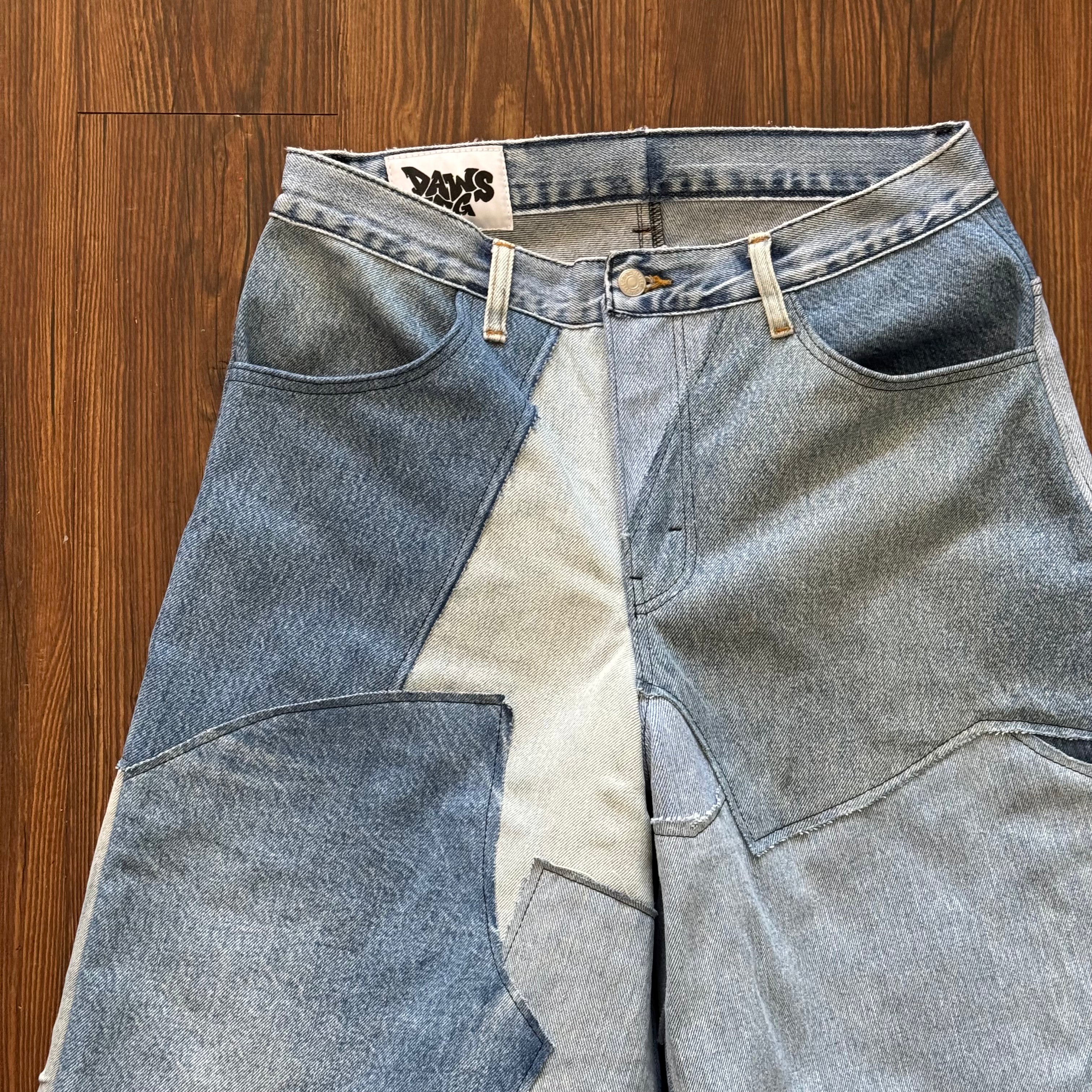Custom Scrapwork Denim Jorts (Size 32)