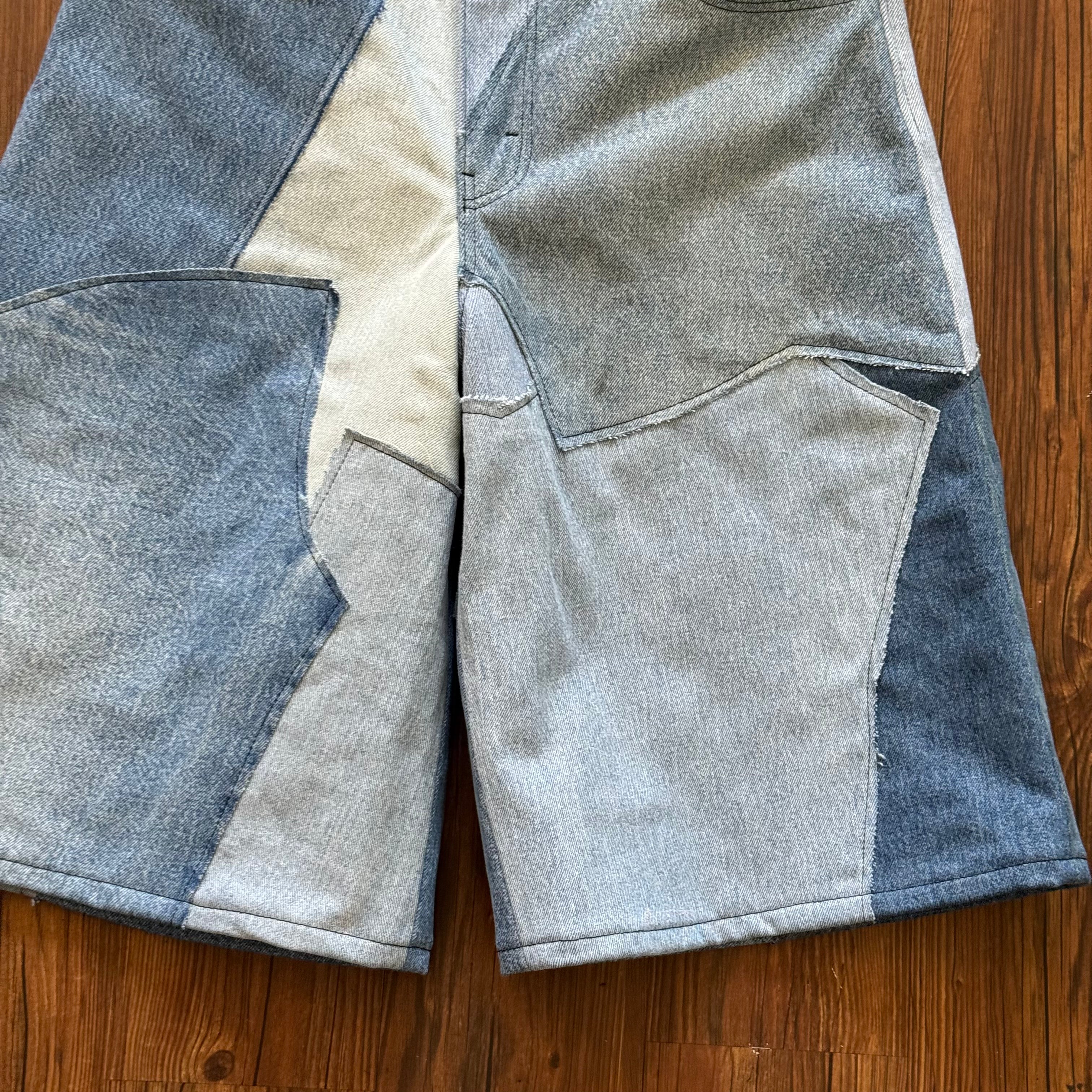 Custom Scrapwork Denim Jorts (Size 32)