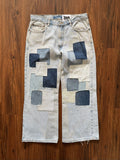 Light Wash Patchwork Jeans (Size 34)