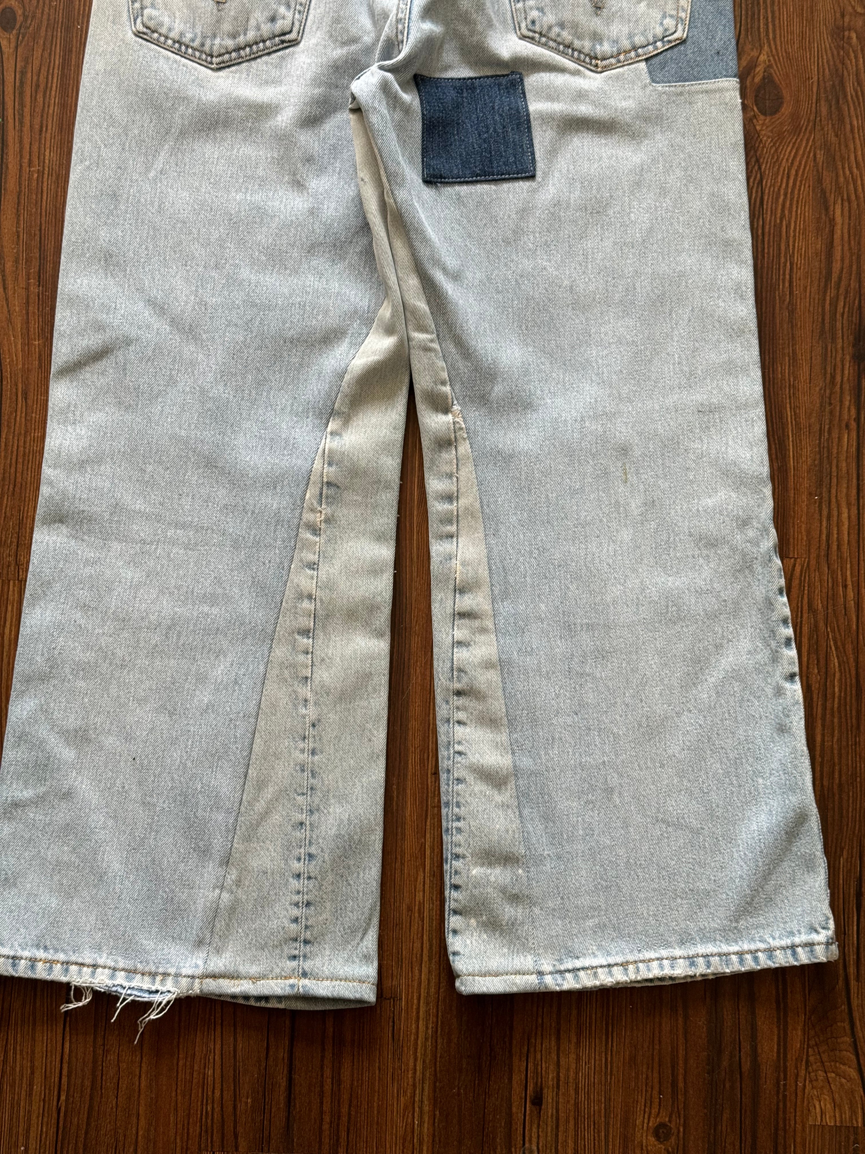 Light Wash Patchwork Jeans (Size 34)