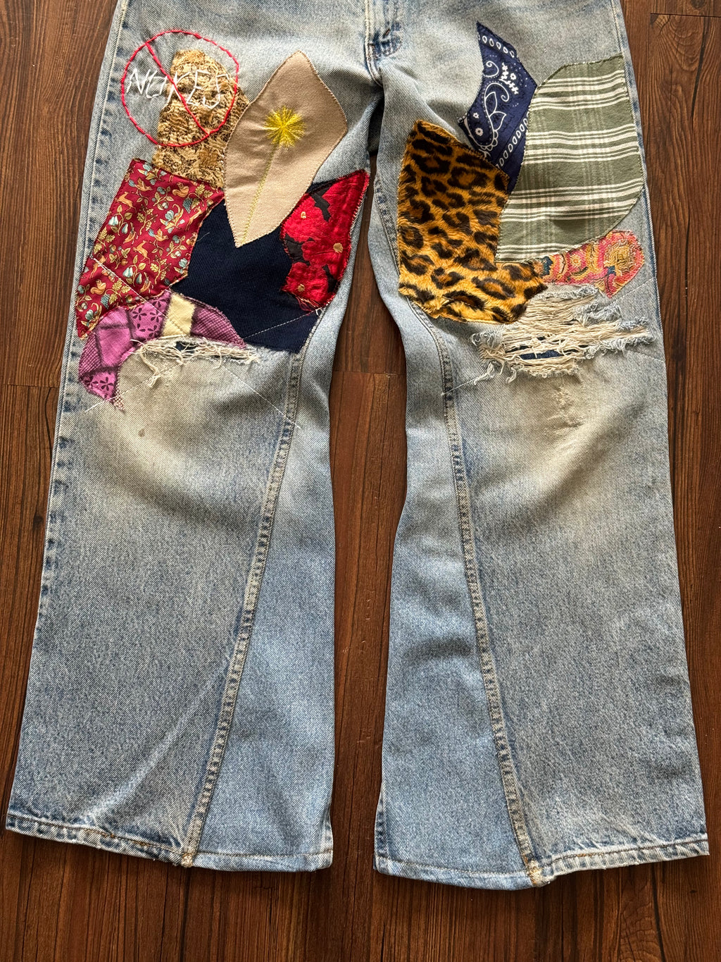 No Nukes Patchwork Jeans (Size 33)