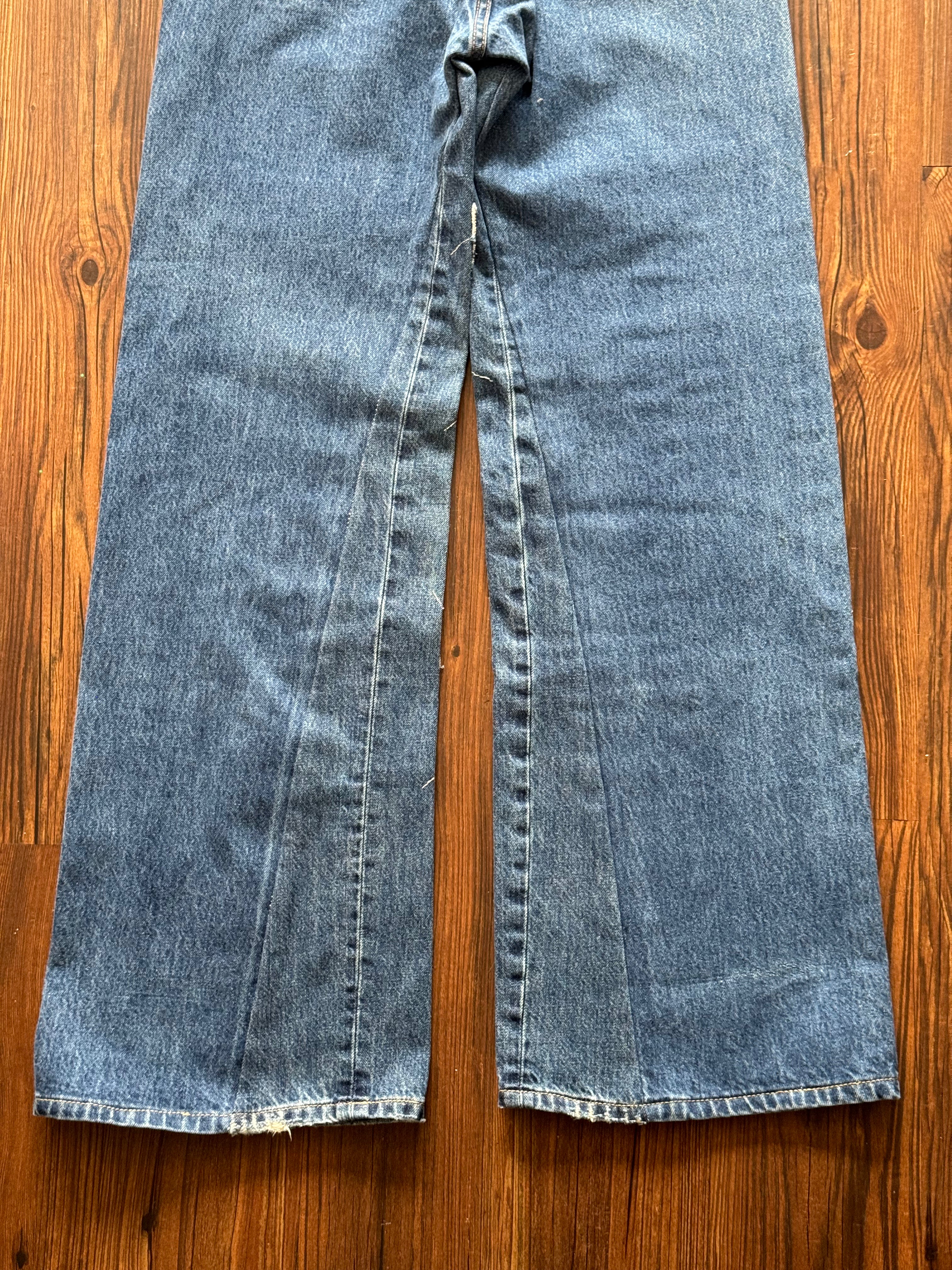 Dark Washed Patchwork Jeans (Size 34)